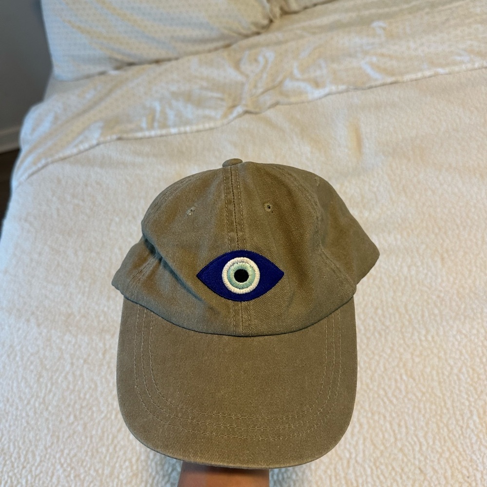Zara Olive Green Cap with Eye Design